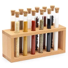 8/12 PCS Spice Jar Set Wooden Seasoning Box Pots Storage Round Container Beech Tree Salt Pepper Cumin Powder Condiment Kitchen