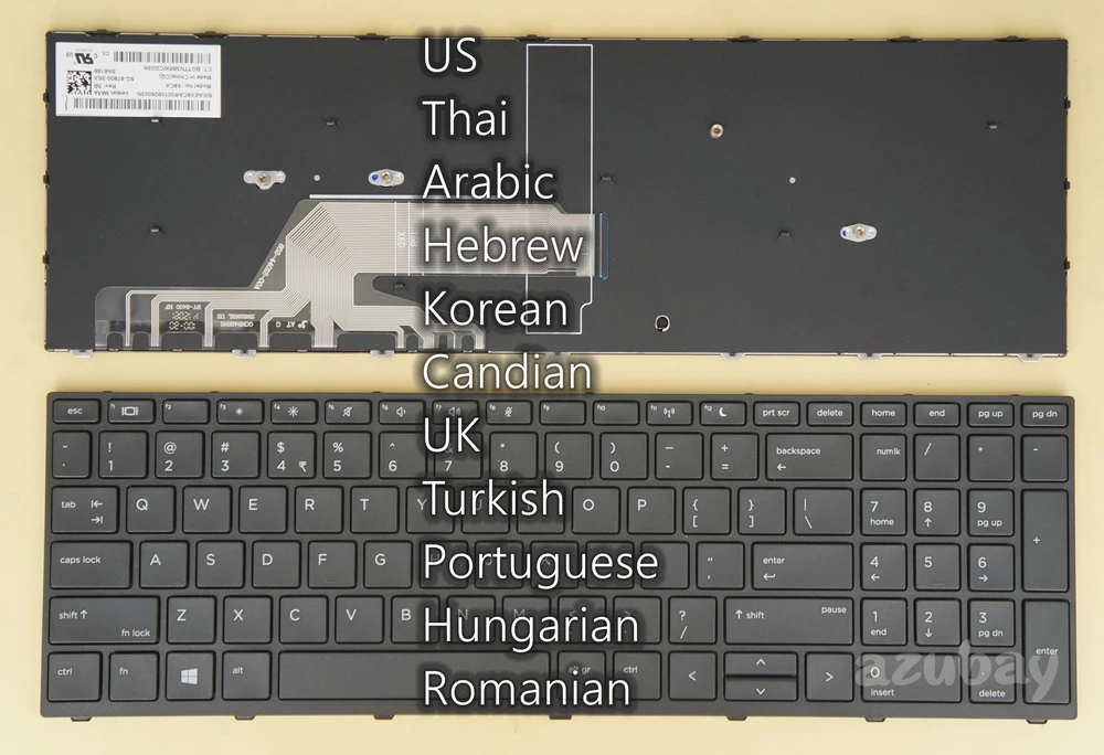 

US Thai Arabic Hebrew Korean Candian UK Turkish Portuguese Hungarian RO Keyboard For HP Probook 450 G5 455 G5, 470 G5, 650 G4 G5