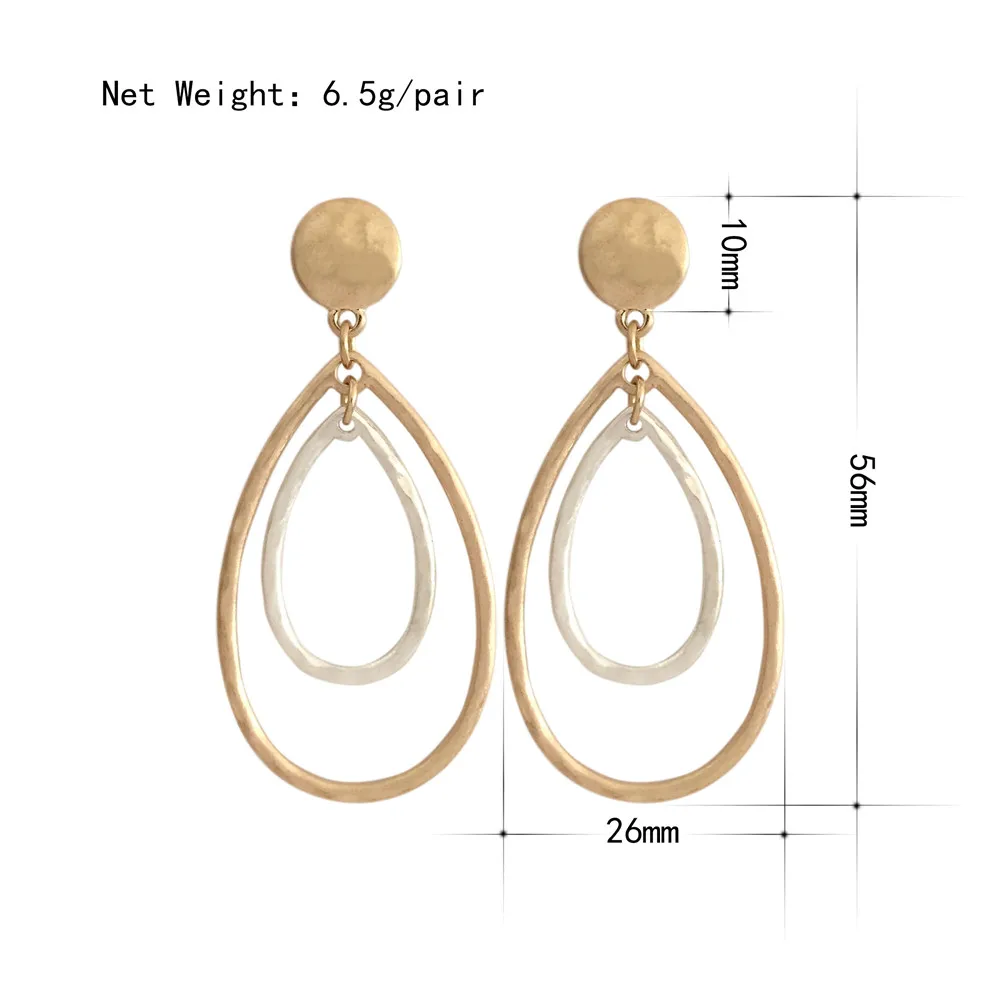 Retro Water Drop Shape Drop Earrings Gold and Silver Color Hollow Water Drop Earrings For Women Casual jewelry images - 6