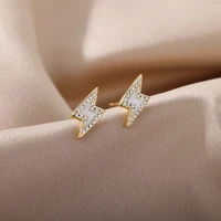 lightning stud earrings for women stainless steel plated enamel dripping oil lightning earring cute wedding jewelry gift