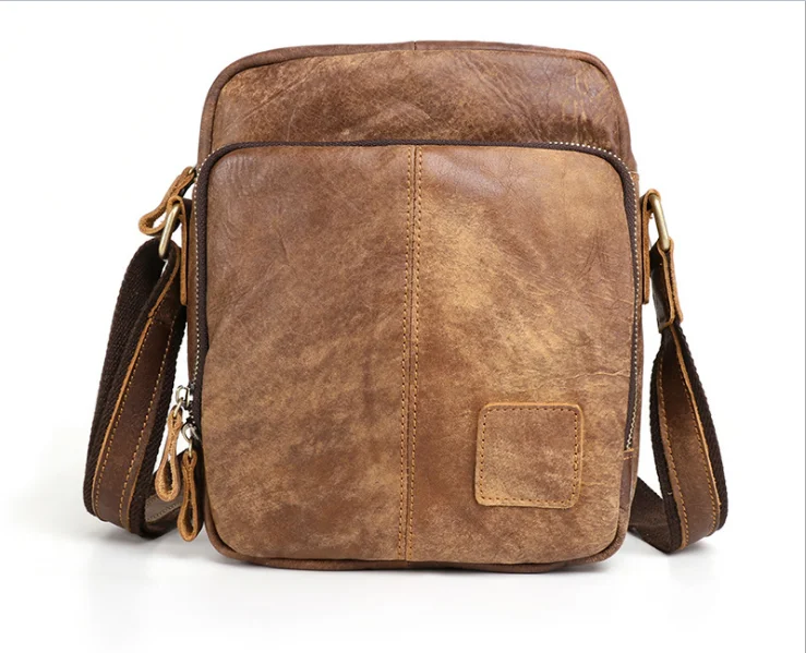 

Quality Leather Male Casual Design Shoulder Messenger bag Cowhide Fashion Cross-body Bag 8" Tablet Tote Mochila Satchel