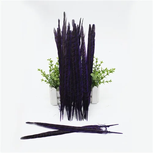 purple Женское перо из хвоста фазана 25-30 см/10-12 дюймов натуральное кольцо шейный фазан хвост фетр для поделок своими руками Свадебные украшения - Цвет: purple