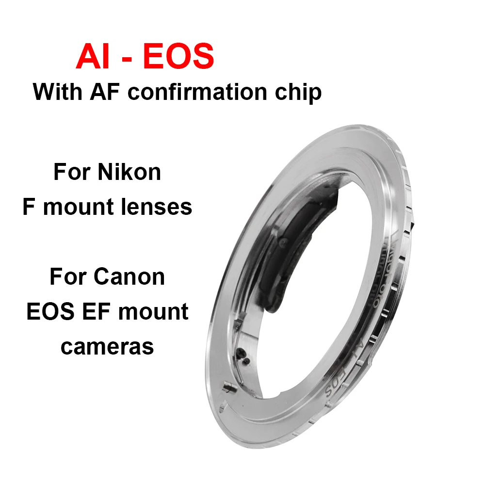 AI-EOS Mount Adapter Ring with signal confirmation chip for Nikon F mount Lens to Canon EOS EF mount camera 5D,5DII,5DIII,6D,7D