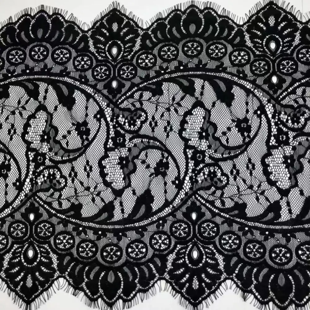 

3meters lace trim black french lace quality 26.5cm eyelash chantilly trimming lace DIY materials