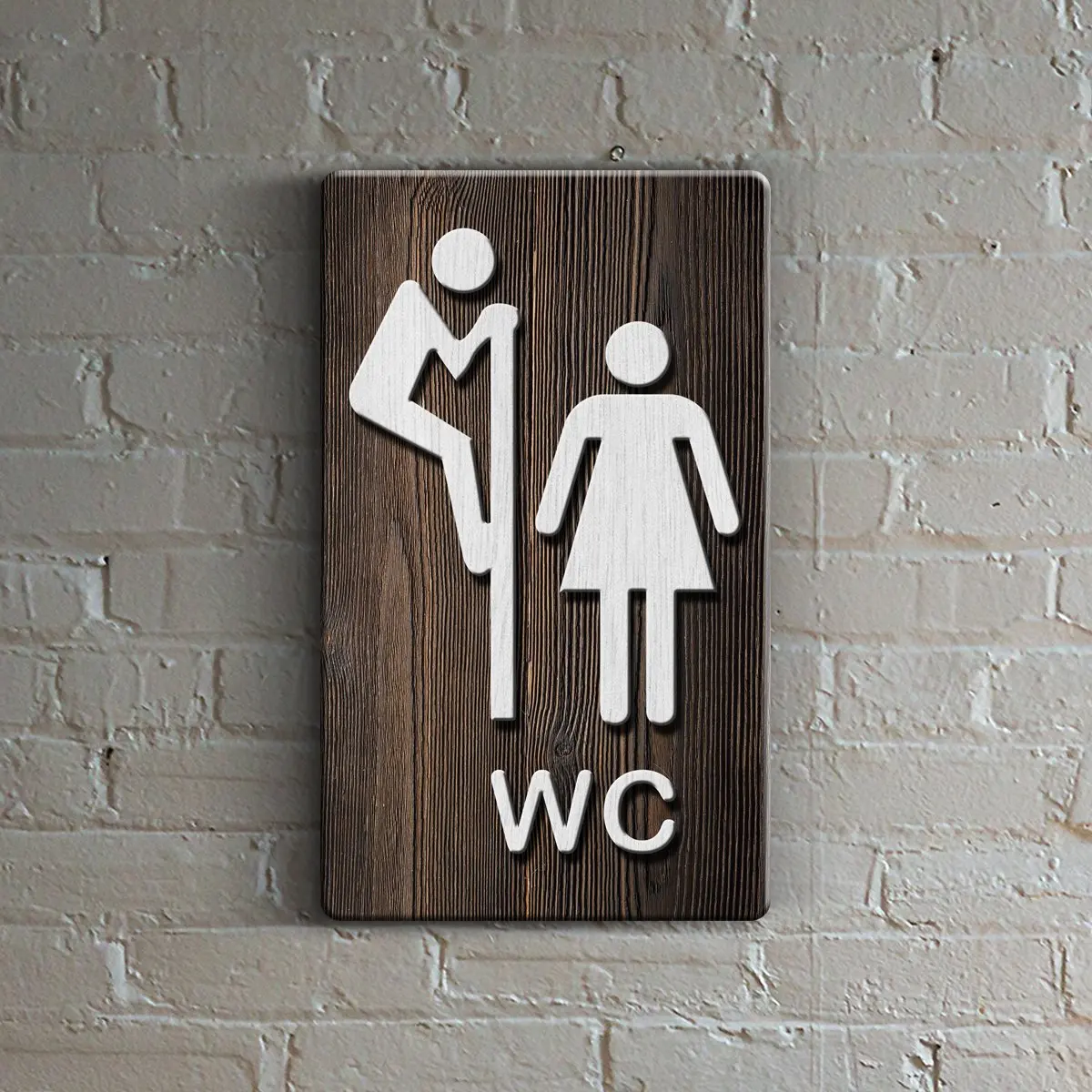 

Male & Female RESTROOM Wood Warning sign-3