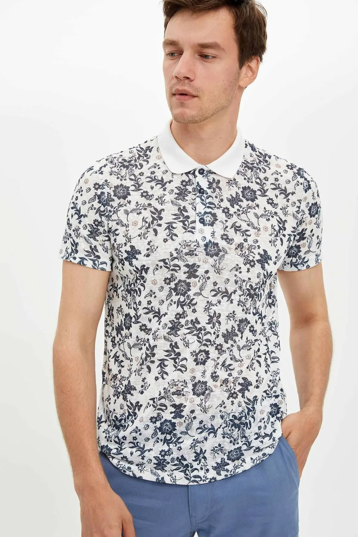 Мужская Повседневная рубашка-поло DeFacto модная летняя Простая рубашка с короткими