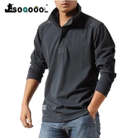 soqoool casual shirts men autumn loose long sleeved tactical shirts military big size business leisure men polo shirt