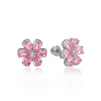 valori jewels magnolia flower earring 4 ct zircon pink pear gemstone rhodium plated 925 silver fine jewelry