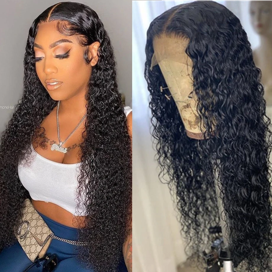 

Peruvian Water Wave Human Hair Wigs 13x4 Transparent Lace Front Wigs Pre Plucked Remy Hair Glueless