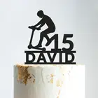 Пользовательское имя Возраст мальчиков скейтборд для игр силуэты торт Топпер для День рождения торт украшения, скутер на день рождения фигурки жениха и невесты;