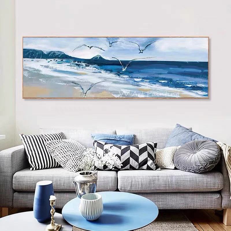 

Handmade Modern simple ocean sea pure landscape thick artwork picture oil painting decoration porch aisle for living room