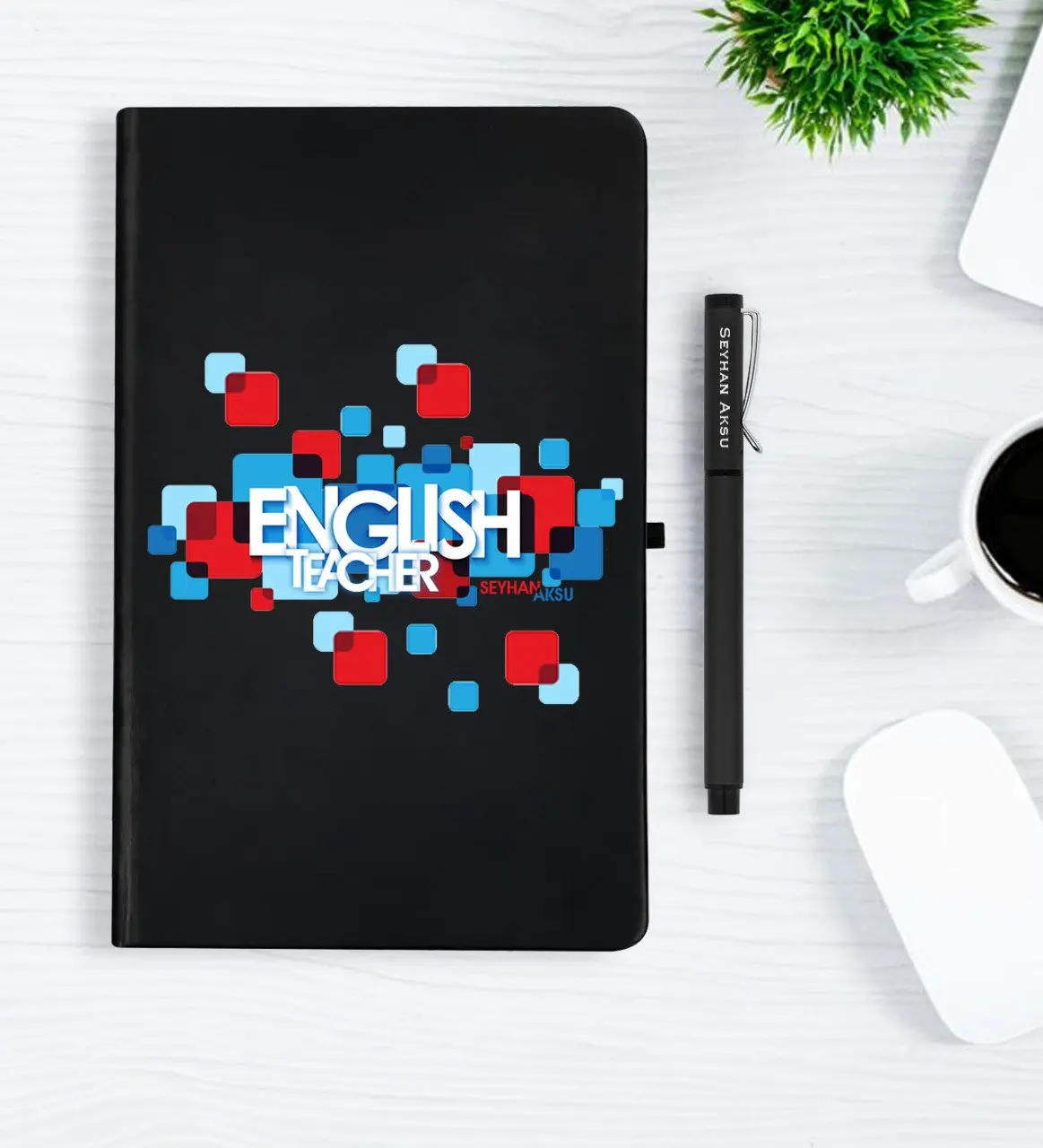 

Personalized English Teacher Black Notebook Pen Gift Set-3