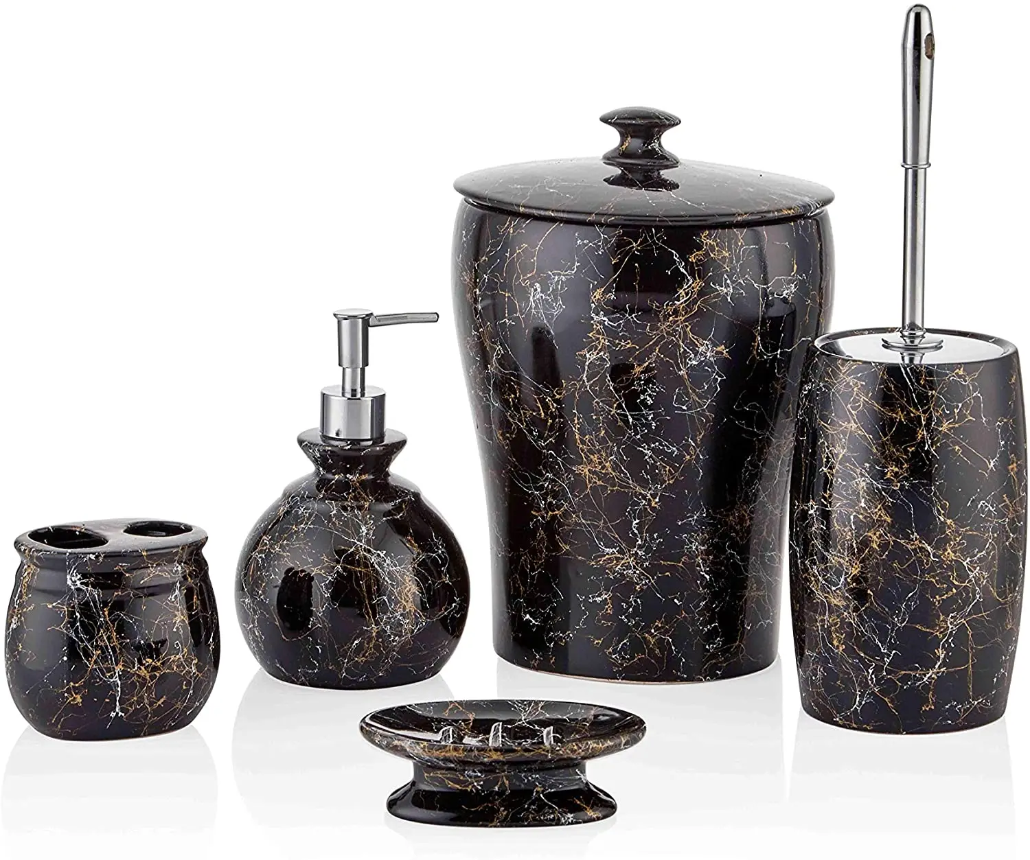 

The Mia Bny0015 5 Piece Ceramic Bathroom Set Black