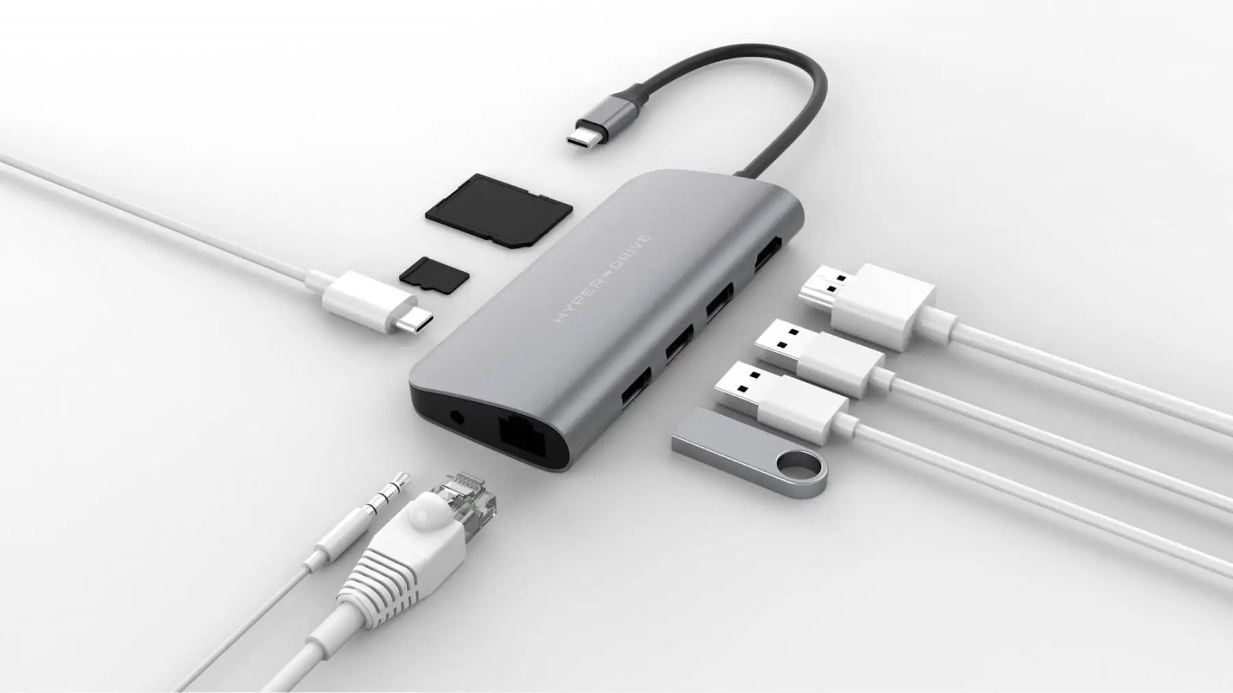 USB-концентратор HyperDrive Power 9-in-1 USB-C HD30F (Grey) | Компьютеры и офис