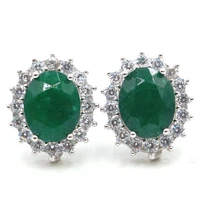 15x13mm shecrown real green emerald highly recommend top selling pearl collection wedding silver earrings