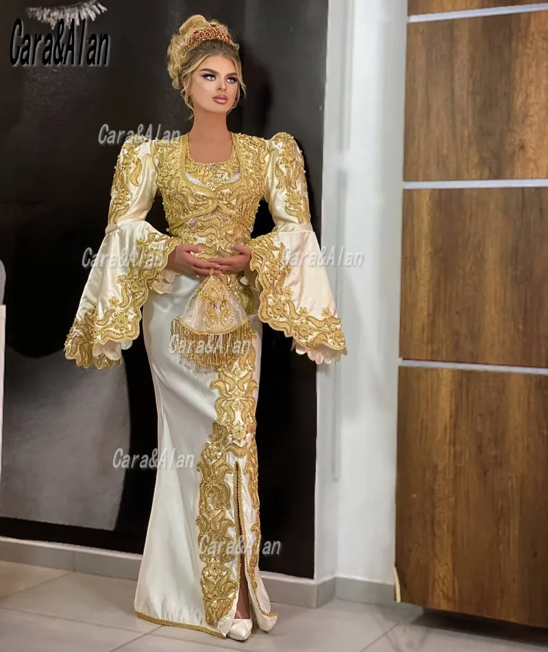 

Hand Made Formal Traditional Kosovo Albanian Evening Dresses Applique Beading Full Flared Sleeves Wedding Guest Wear Prom Gowns