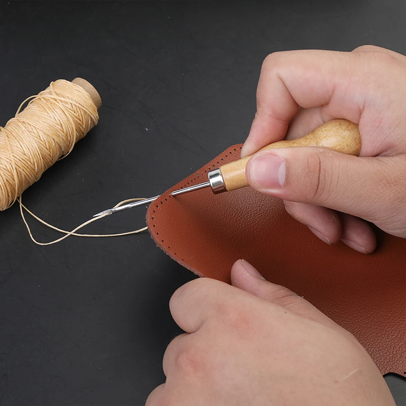 Набор для шитья кожи KAOBUY 18 шт. с крупными иглами вощеная нить шило и другие ручные