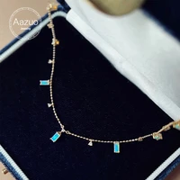 aazuo 18k pure yellow gold natural opal real diamonds fairy romantic necklace gifted for woman wedding engagement party au750