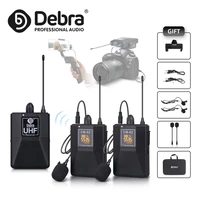 debra cm series uhf wireless lavalier microphone with 30 selectable channels 50m range for dslr camera interview live recording