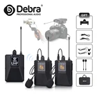 Петличный микрофон Debra серии CM, беспроводной, UHF, 30 выбираемых каналов, диапазон 50 м, для записи интервью, камеры DSLR