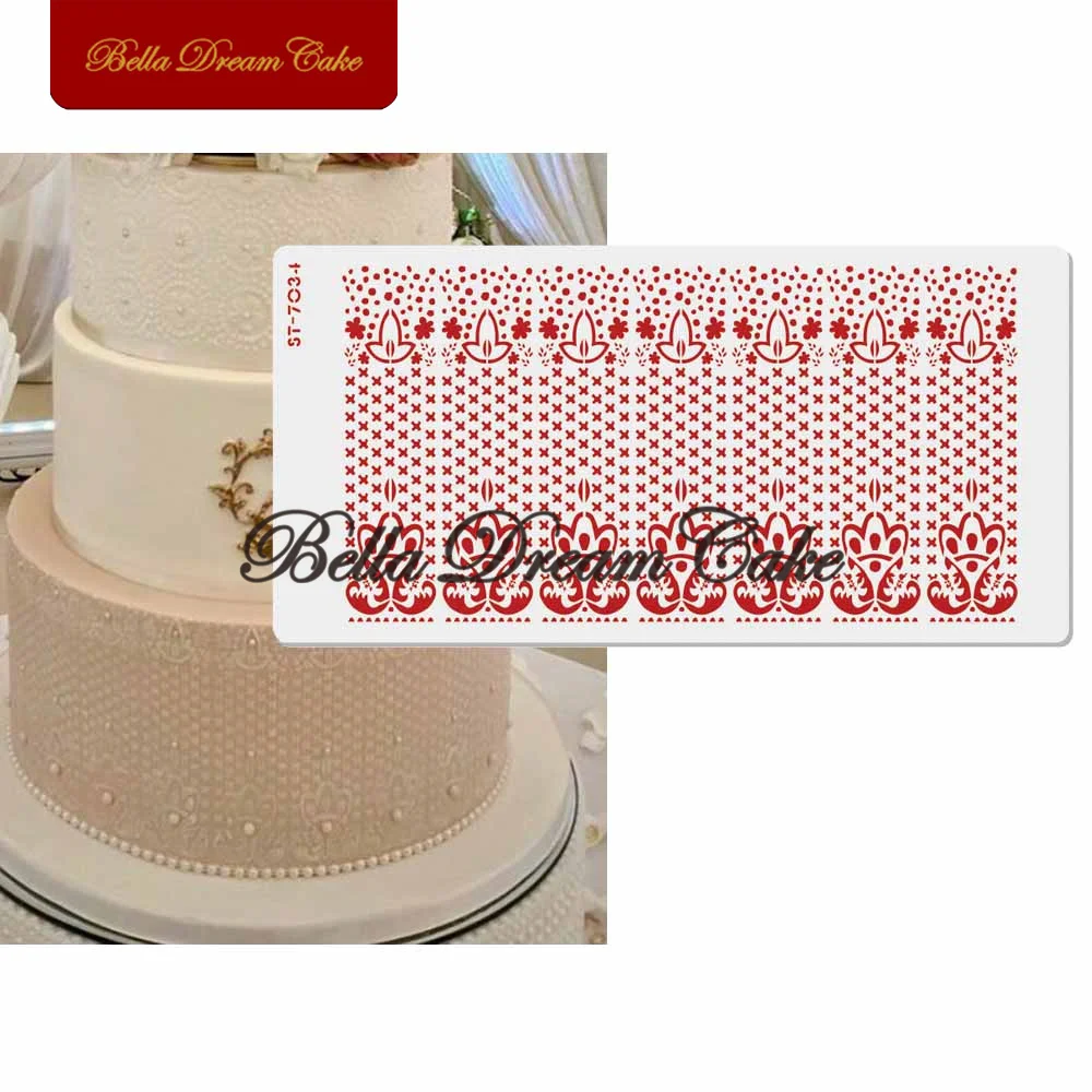 

Floral Pattern Cake Stencil PET Chocolate Cake Border Layering Template DIY Airbrush Spray Cake Decorating Tools Bakeware
