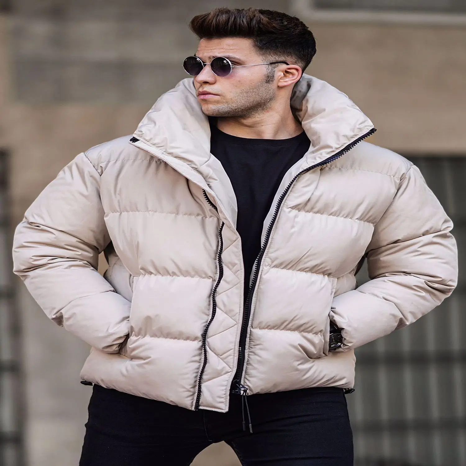 Men's Straight Inflatable Coat Male all season Ultra lightweight Packable down jacket water and wind resistant breathable jacket big size