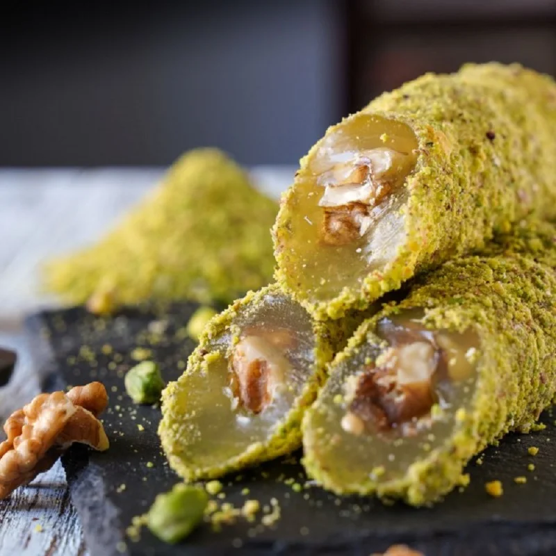 Изумительный здоровый двойной жареный фисташковый с медом турецкий подсвечник