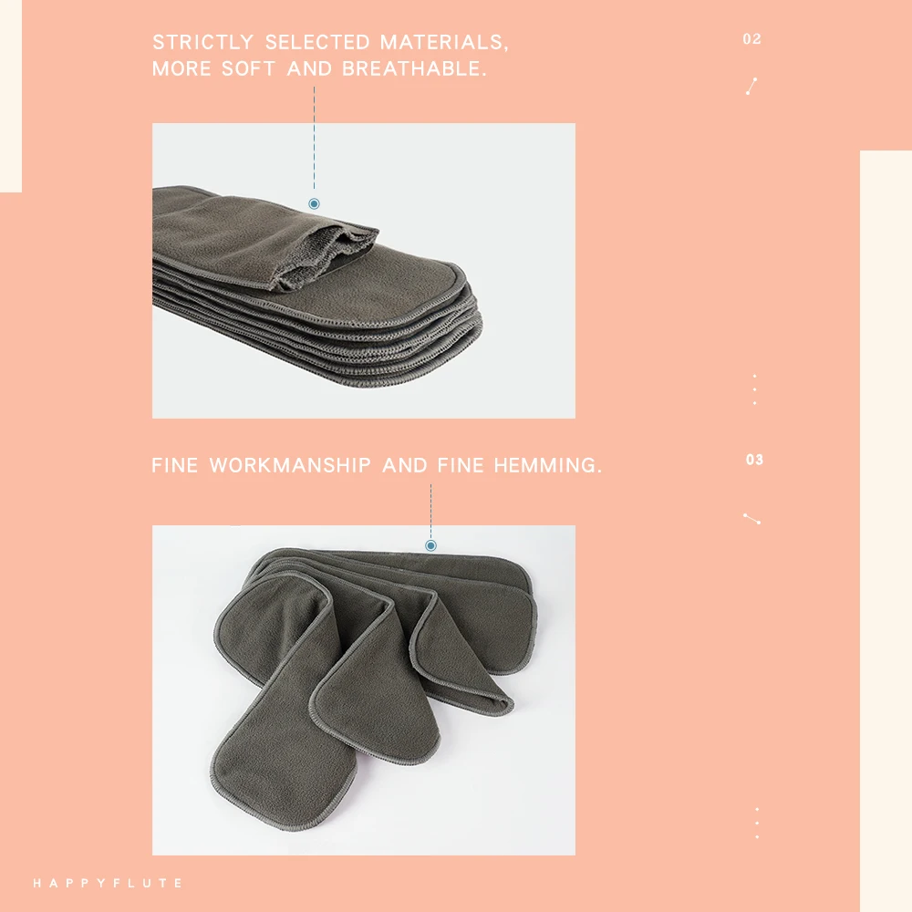 Счастливый Флейта 10 шт. качество детские подгузники подкладка с бамбуковым углем