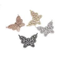 brass plated micro pave cubic zirconia connector links charms butterfly 21x29mm findings accessories for making jewelry necklace