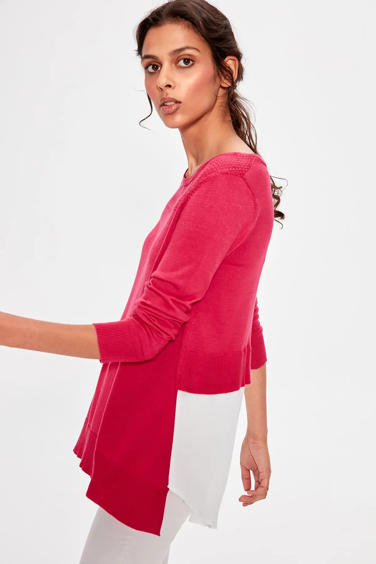 Trendyol фуксия шифон детальный Трикотаж Свитер TWOAW20HB0006| |