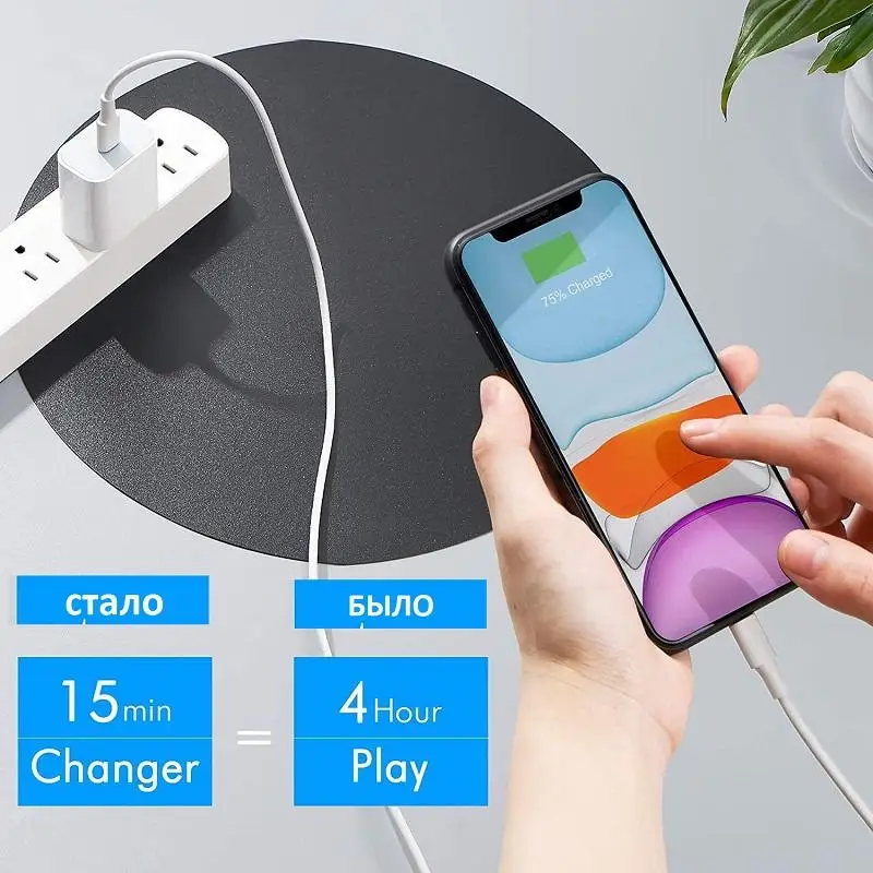 Адаптер питания 20 Вт USB-C быстрое зарядное устройство для Apple + lightning cable 1 2 м |