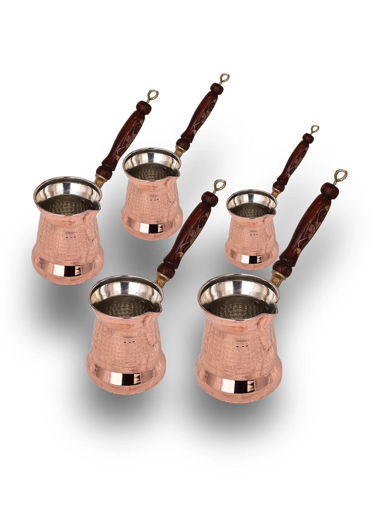 

HANDMADE COPPER SULTAN COFFEE POT 5 LI SET WITH THIN WOODEN HANDLE