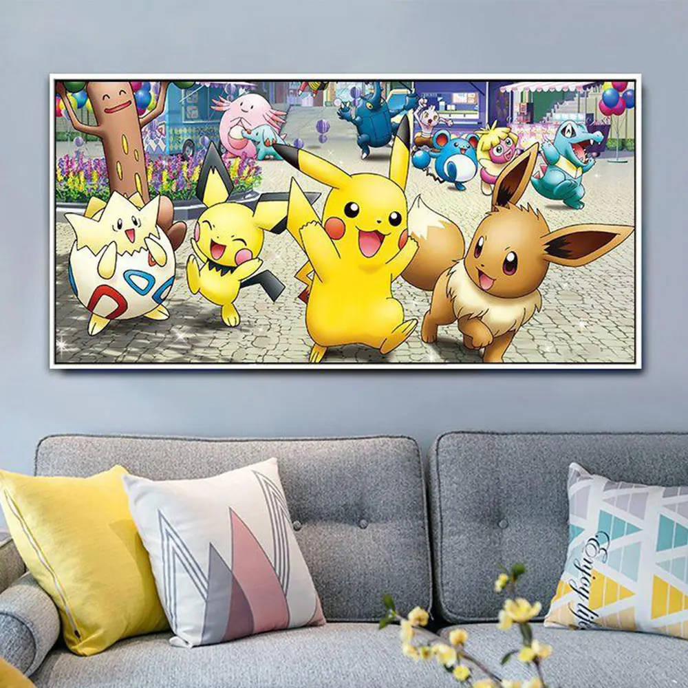 

Japanese Anime Pokemon Canvas Painting Wall Art Posters and Prints Pikachu Cartoon Picture for Living Room Home Decoration Mural
