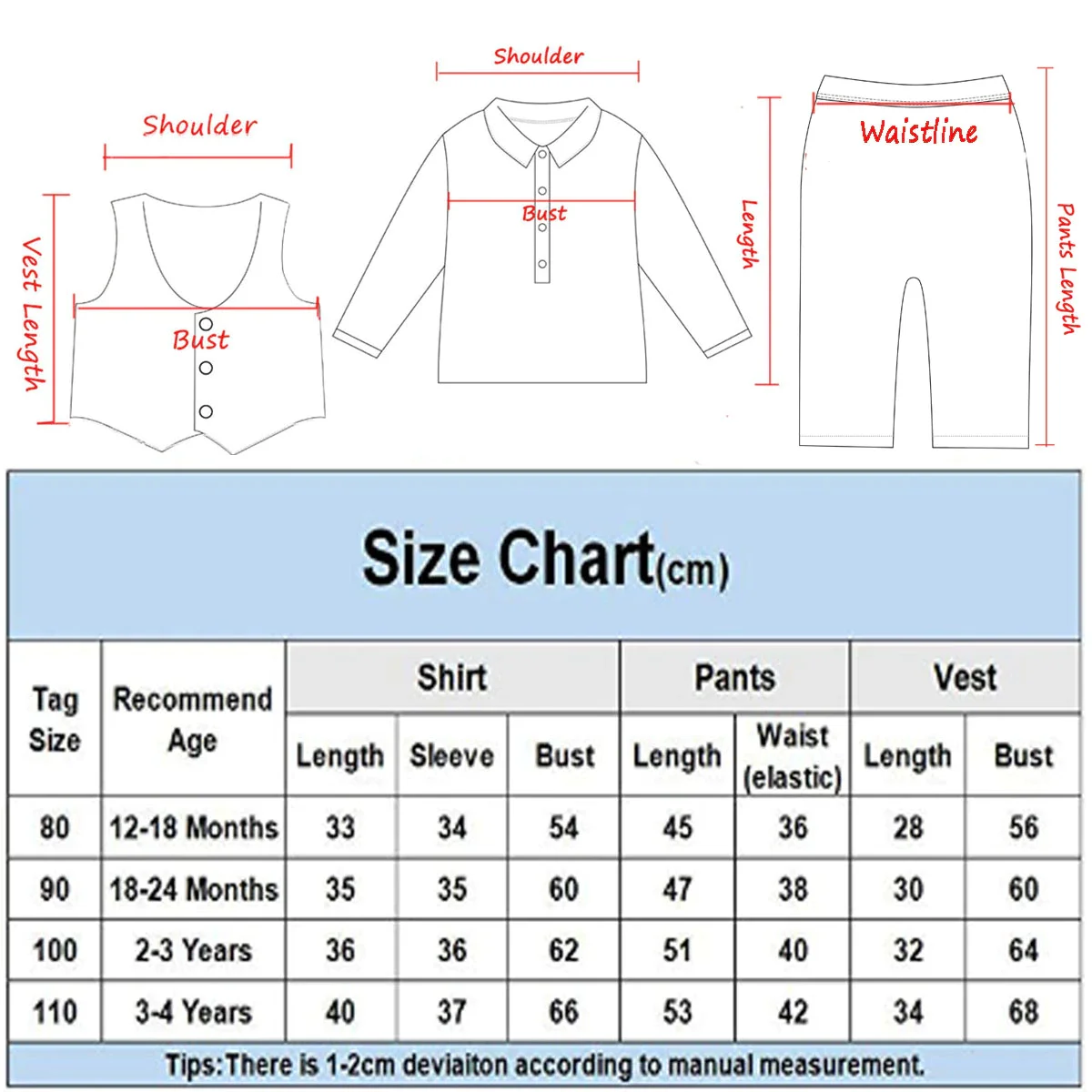 Baby Boy Baptism Formal Outfit Toddler Gentleman Party Clothing Set Infant Wedding Christmas Xmas Birthday Clothes Bow Tie 3PCS