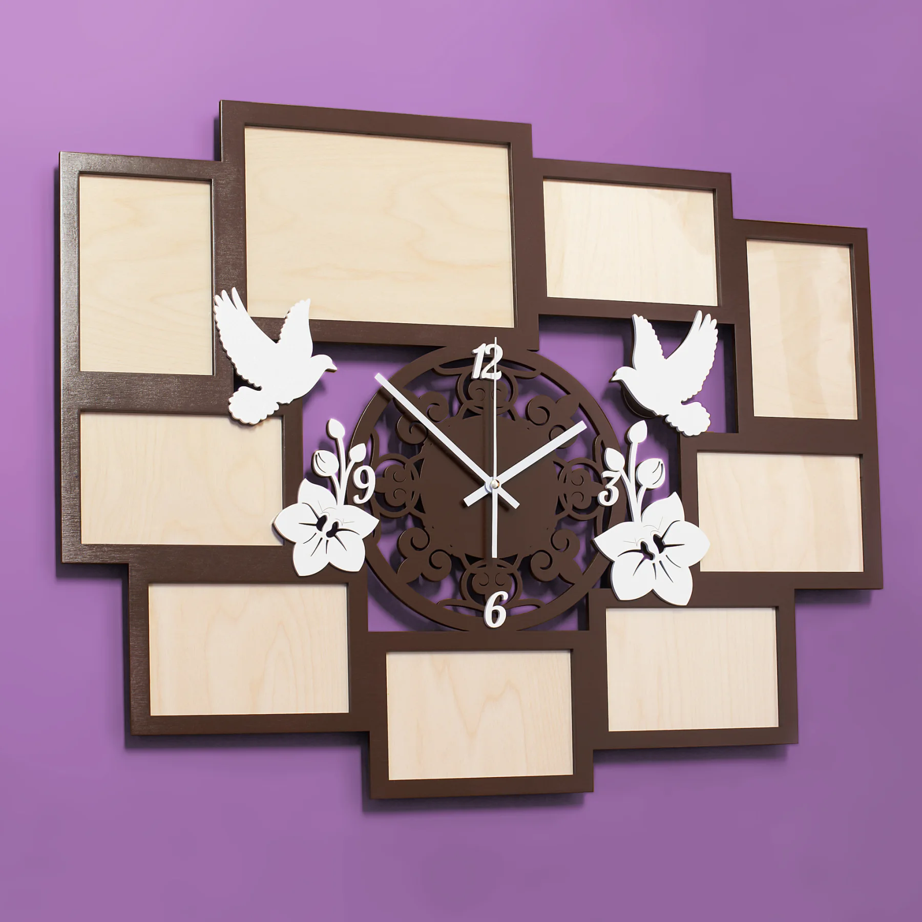 Фоторамка коллаж из дерева с часами на 9 фото | Дом и сад