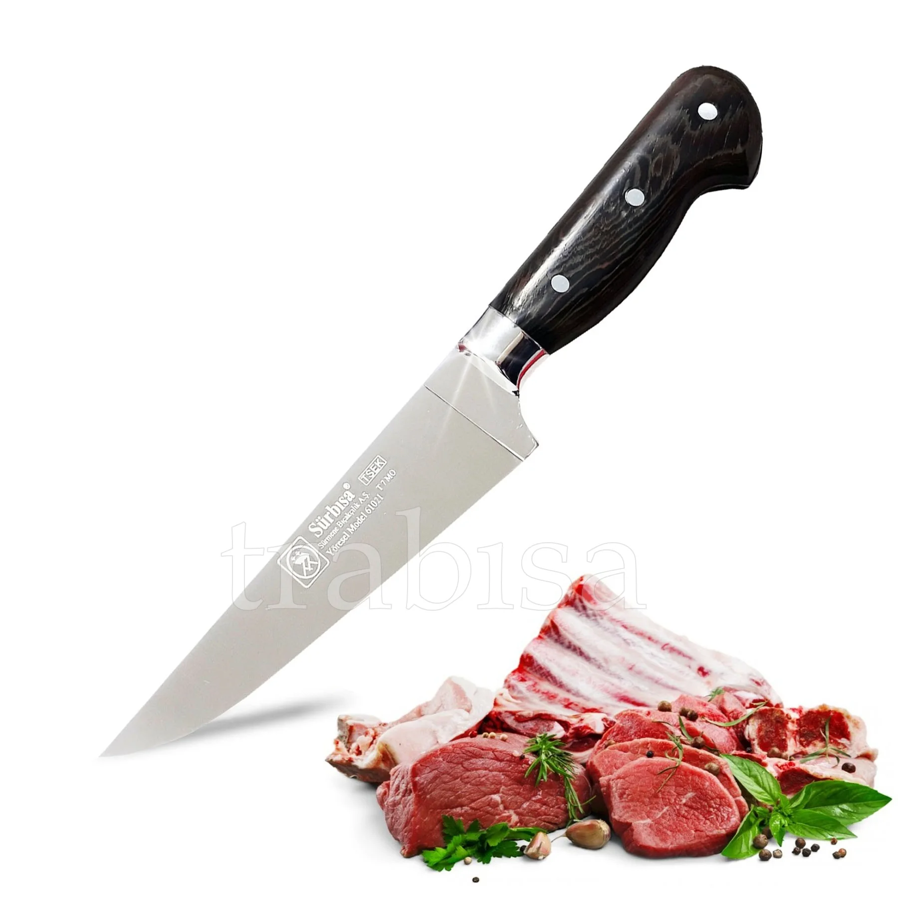 

Surbisa 61021High Quality Stainless Steel Handmade Professional Chef Kitchen Butcher Cutting Cube Meat Knife Made in Turkey