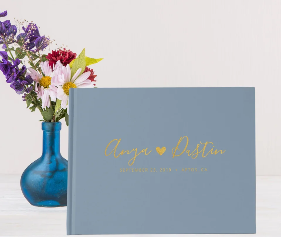 

Пыльные синие уникальные свадебные гостевые книги, фотоальбом для детского душа, подарок для свадебного душа, гостевая книга с золотой фоль...