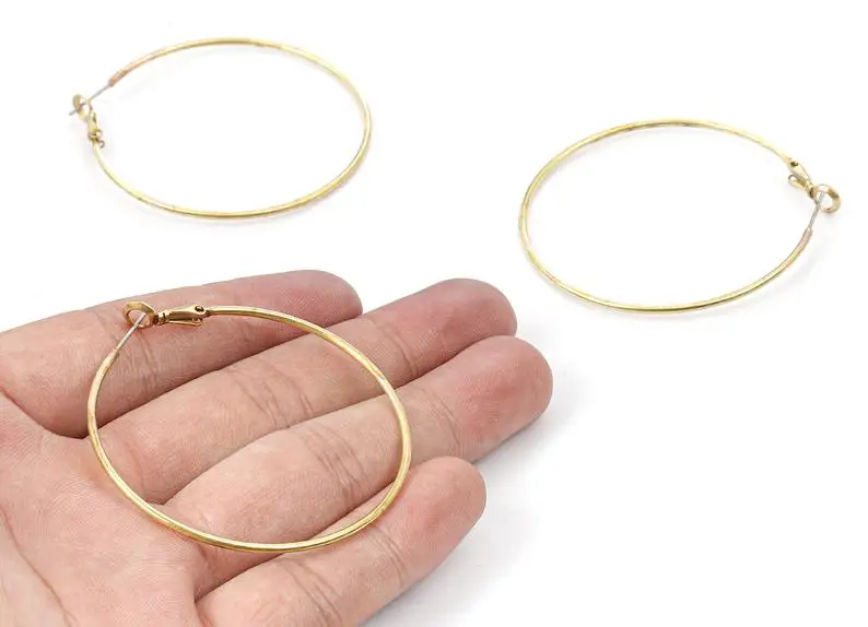 

Brass Earring Clasp - Raw Brass Circle Clasp - Earring Findings - 4PCS/LOT - 50x50x1.5mm - PP2349