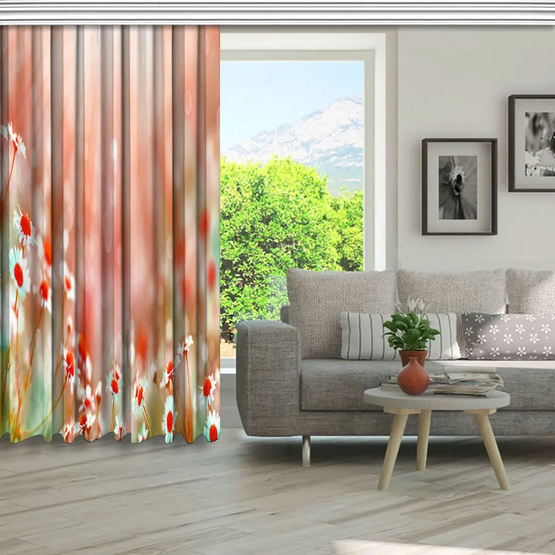 Занавес цветы ромашки поле на солнце светильник Летний сад природа Луг дикие