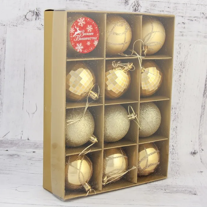 A set of balls plastic D-5 5 cm 12 PCs overflow gold | Дом и сад