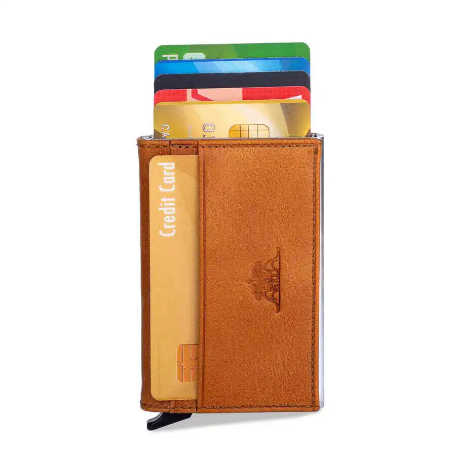 Anitolia – porte-cartes mécanique en cuir véritable, pratique, porte-monnaie de poche pour argent de toute une vie, bonne qualité, nouveau
