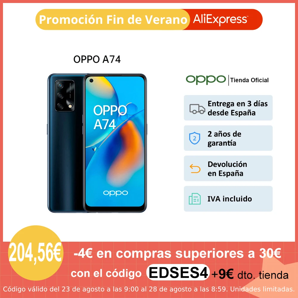 Смартфон OPPO A74 6 ГБ/128 ГБ 43 дюйма FHD + тройная тыловая камера аккумулятор 5000 мАч