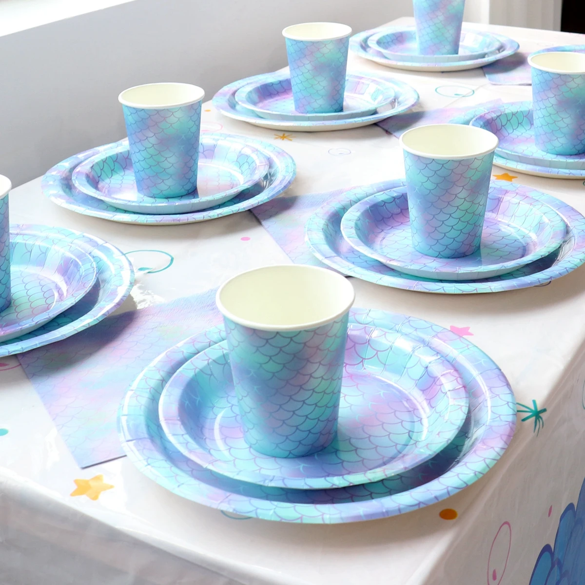 Wayfun маленькая Русалочка одноразовая посуда принадлежности для дня рождения