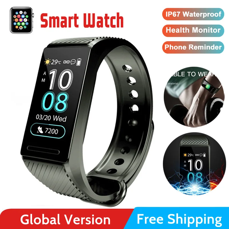 Смарт часы relogio браслет Cicret крови Давление с монитором сердечного ритма Фитнес