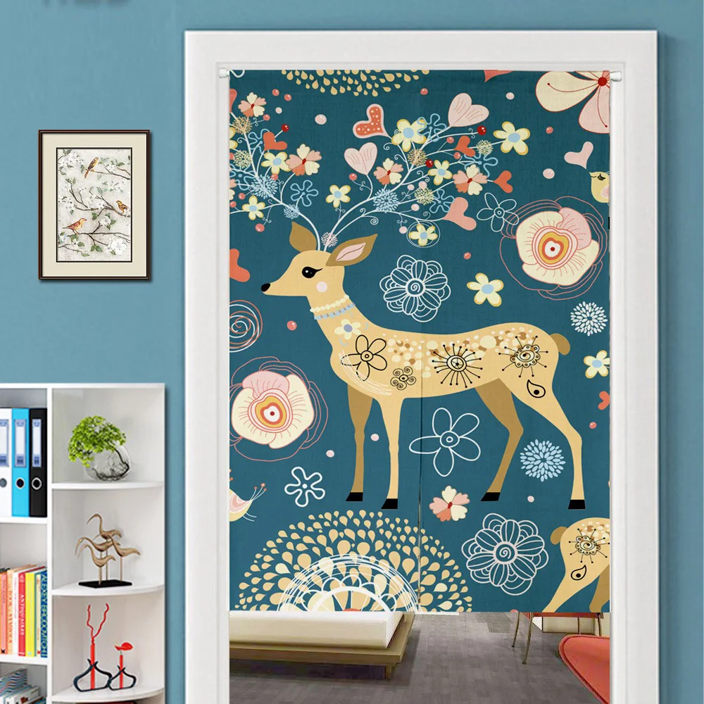 Винтажная домашняя занавеска с изображением дерева Птицы оленя японского