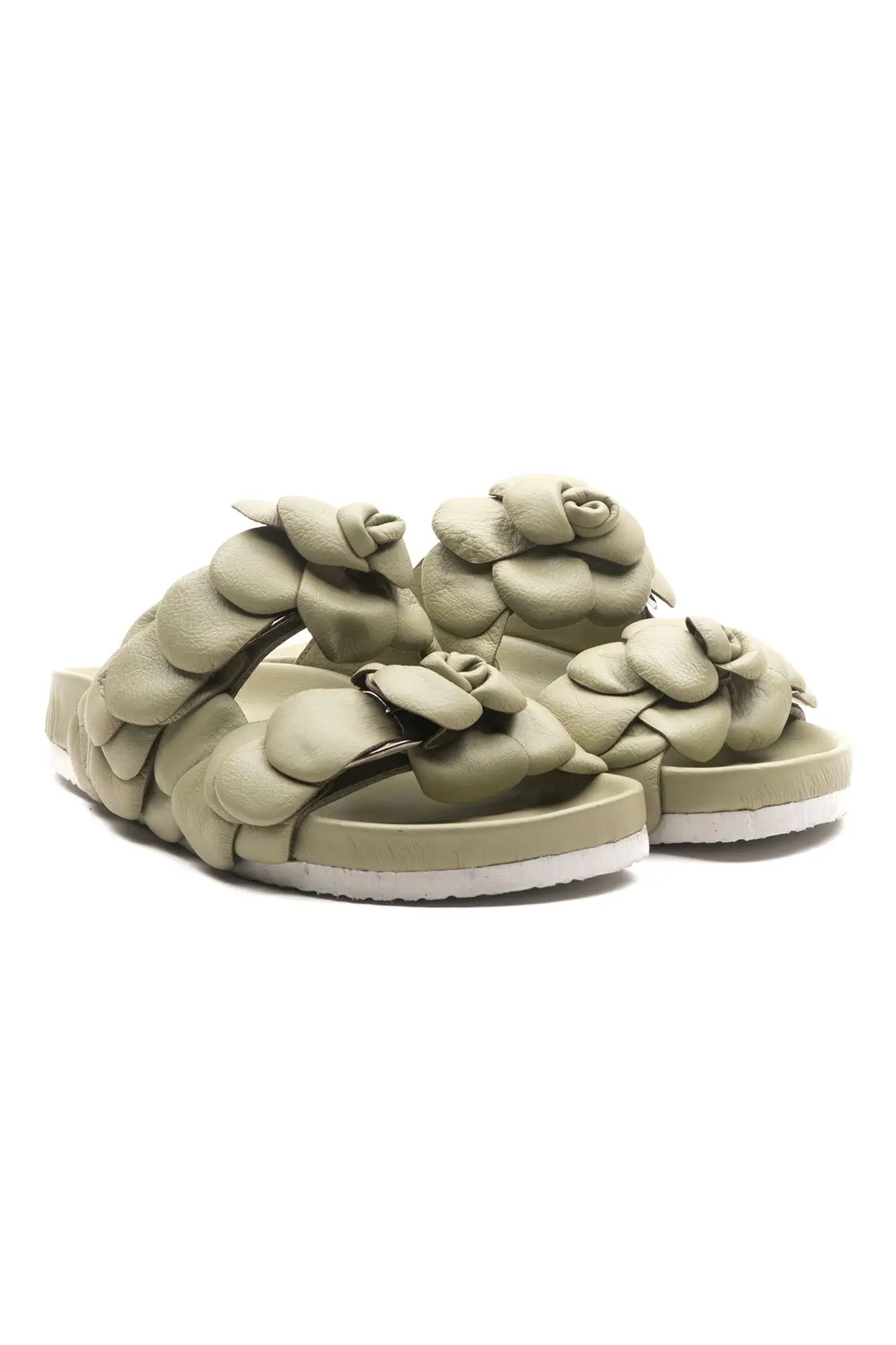

Women's Floral Detailed Genuine Leather Design Slippers Flower High Quality Elegant Home Wear Product Casual Beaches Sandal Girl