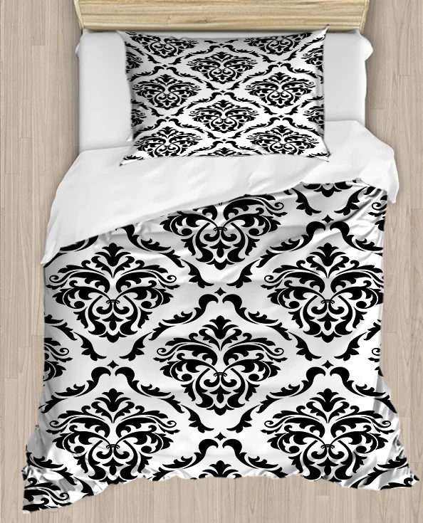 Еще черный белый цвет в этническом стиле с узором Винтаж 4 шт 3D печати хлопок