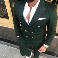 2022 lastest slim fit double breasted men suits for wedding prom 2 piece gentlemen groom tuxedos male fashion costumes set