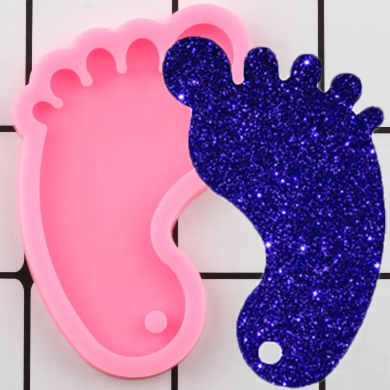 

Shiny Foot Crafting Keychain Resin Silicone Mold Feet Jewelry Making Necklace DIY Handmade Charms Molds Polymer Clay Pendant