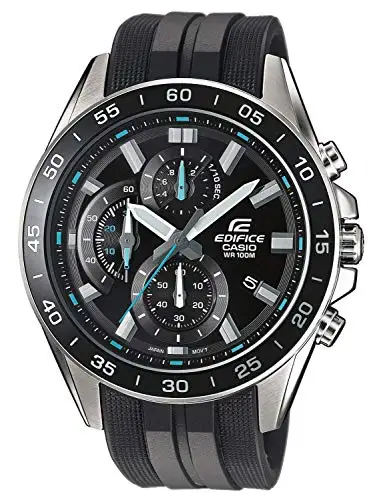 Casio EDIFICE Твердый чехол из нержавеющей стали часы 10 бар черный/синий для мужчин с